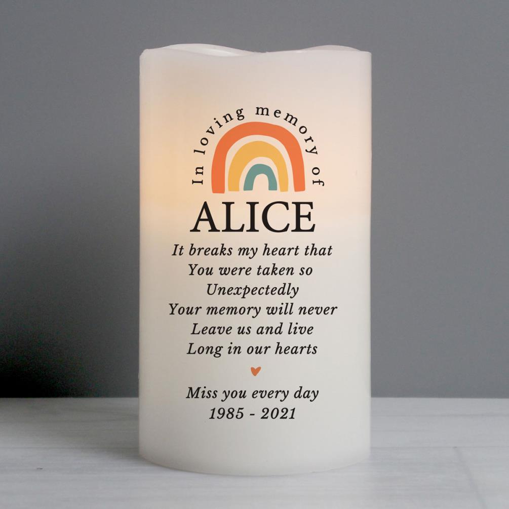 Personalised In Loving Memory Rainbow LED candle Extra Image 2